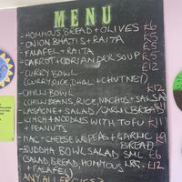 Menu  at Vega in Tintagel