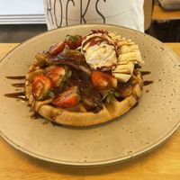 Waffle gluten free and vegan  at Crunchbox in Malaga