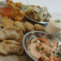 Mock shrimps were good! Dumplings too heavy. at Loving Hut in Valencia