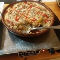 Buffet lasagne at Loving Hut in Valencia
