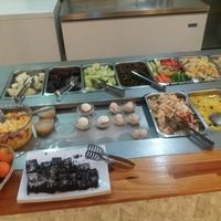 Salad and dessert at Loving Hut in Valencia