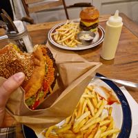 The one in my hand is the veggie burger at EvilTex in Takayama