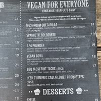 Vegan menu at Lona in St Kilda