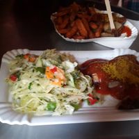 Currywurst with krautsalad at Alles Wurscht in Munich