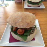 Vegan salami sandwich  at Cafe del Far in Salou