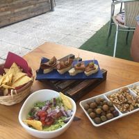 Vegan board, minus the hummus  at Cafe del Far in Salou