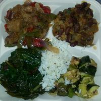 Vegan goodies from hot bar buffet at 141 Bradford Natural Market in Provincetown