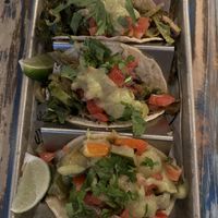 Two different vegan tacos - Brussel spriut with mushrooms and veggie hash   at PopoJito Med-Mex Kitchen in Scarsdale