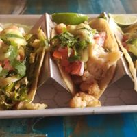 The three vegan taco options - brussel sprouts, cauliflower, and zucchini & squash hash (the best!) at PopoJito Med-Mex Kitchen in Scarsdale