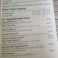 Vegan menu at Bario's Pizza in Staten Island
