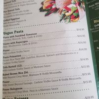 Vegan menu at Bario's Pizza in Staten Island