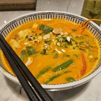 Curry noodle soup with coconut milk at Herbivore - Shin Kong Mitsukoshi in Taipei