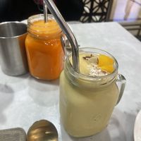 Drinks: kumquat juice and mango smoothiee  at Herbivore - Shin Kong Mitsukoshi in Taipei
