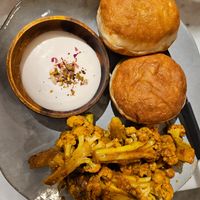 Roasted cauliflower with creme fraiche and "donuts", NTD 395 at Herbivore - Shin Kong Mitsukoshi in Taipei