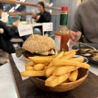 Burger with fries  at Herbivore - Shin Kong Mitsukoshi in Taipei