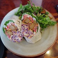 Vegan chicken wrap at And 유 (Yu) Cafe in Jeju
