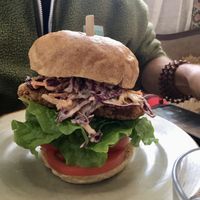 Vegan chicken burger  at And 유 (Yu) Cafe in Jeju
