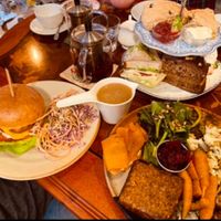 Veggie burgers and a wide variety of delicious options .  at And 유 (Yu) Cafe in Jeju