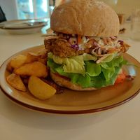Chicken burger 🍔 at And 유 (Yu) Cafe in Jeju