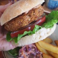 Black Bean burger at And 유 (Yu) Cafe in Jeju