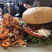 Veggie bean burger at And 유 (Yu) Cafe in Jeju