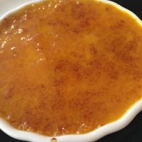 Vegan creme brûlée  at Unscripted in Durham