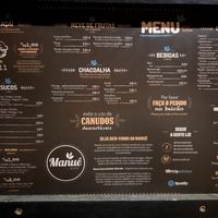 Cardápio at Manuê in Paraty