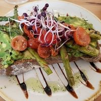with avocado and asparagus at That's Toast in Bruges