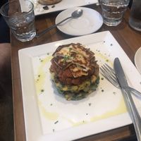 Sweet corn fritters and halloumi, Vegan option comes with mushroom at Baffi & Mo Espresso in Redfern