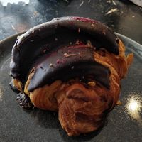 Vegan chocolate and raspberry croissant at hjá höllu in Grindavik