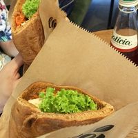 Pita with tofu and seitan at Little Green in Lviv