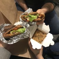 Seitan pita and noodle  at Little Green in Lviv