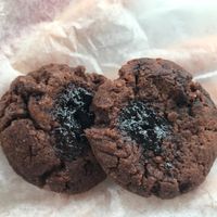 Chocolate kisses. Crunchy mini cookies. Not very chocolate-y or sweet. Maybe great for those who don’t like really sweet desserts. at BreadHaus in Grapevine