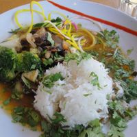 vegan dish with mushrooms at Hagabions Kafe in Gothenburg