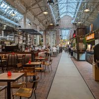 Seating area at Foodhallen in Amsterdam