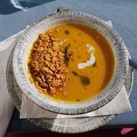 Édeskrumpli krémleves at Veganeeta Home in Balatonalmadi