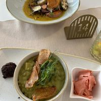 Sweet potato steak and Thai-style green curry at Veganeeta Home in Balatonalmadi