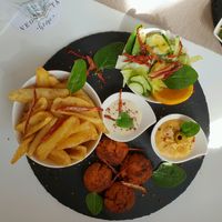 Falafel plate at Veganeeta Home in Balatonalmadi