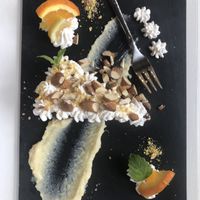 Cheesecake decorated like a painting - and really delicious. :oP at Veganeeta Home in Balatonalmadi