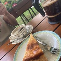 Käsekuchen und Kaffee at Gasthof Falkenhorst in Burig