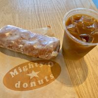 Maple bar donut & cold brew coffee at Mighty-O Donuts - Denny Triangle in Seattle