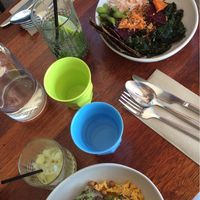 Vegan version: Pumpkin hummus salad and the Summer Veggies Noodle bowl at Kickaboom in Glenbrook