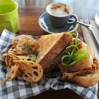 Miso eggplant toastie at Kickaboom in Glenbrook