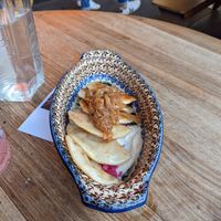 Pierogi -best thing on the menu at Borsch Vodka & Tears in Windsor
