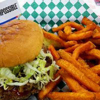 Impossible Burger is sweet potato French fries at Ken's Diner in Skokie