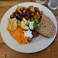 Salad and fried potatoes at Restaurang Solrosen in Gothenburg
