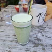 Matcha latte at Schadzi Cafe in Linz