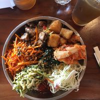 vegan buddha bowl called „ bibimbap“  at Due South in Albany