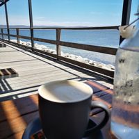 Oat Flat White with a view at Due South in Albany