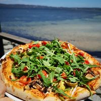 Vegan Pizza with added vegan cheese at Due South in Albany